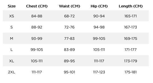Jobe Womens Wetsuits and Apparel Extended Womens Size Chart